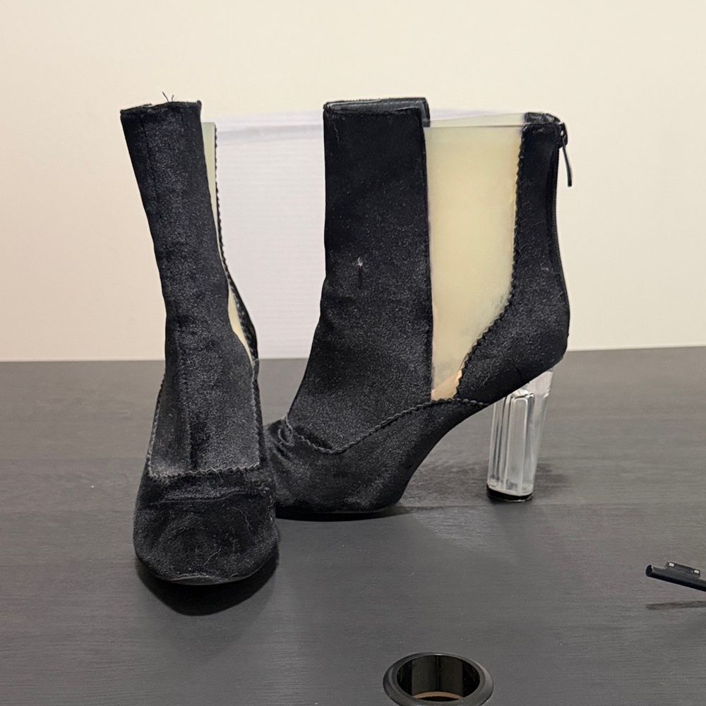 Elegant Velvet Black Ankle Boots